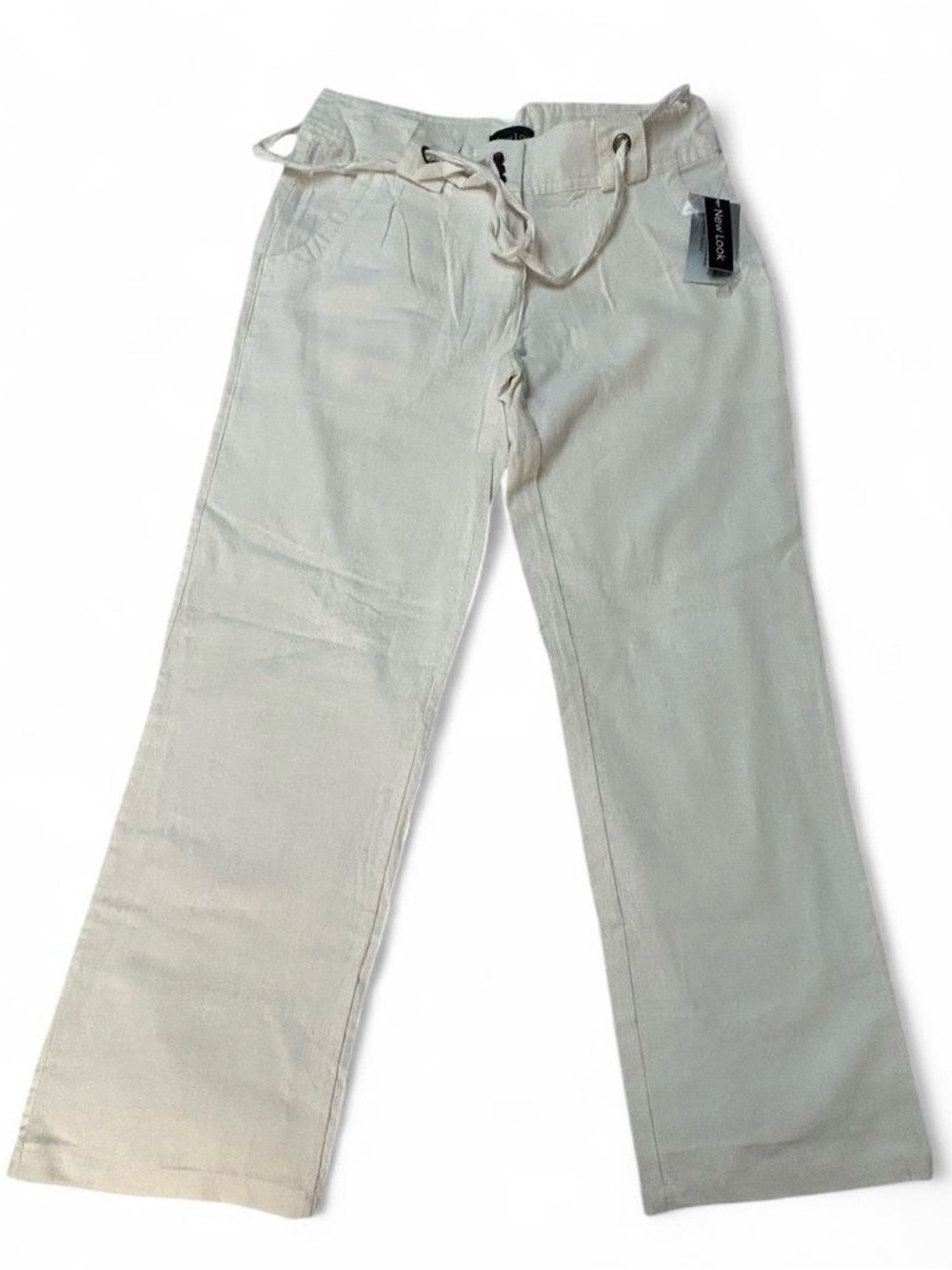 New Look Cream Wide-Leg Drawstring Jeans